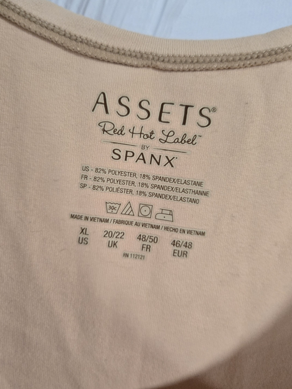 Assets By SPANX• Red Hot Label Sleek Slimming Cream Scoop Neck Tank Slip. Sz XL - Picture 3 of 5